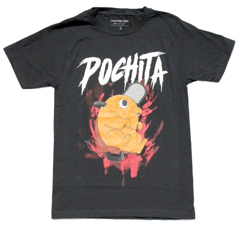Chainsaw Man  Mens T-Shirt - Kawaii Pochita W/ Bloody Background