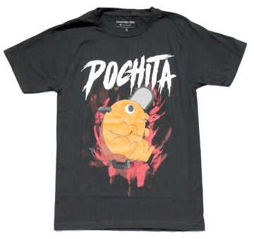 Chainsaw Man  Mens T-Shirt - Kawaii Pochita W/ Bloody Background