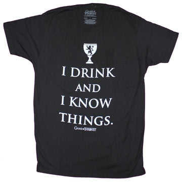 Game of Thrones Mens T-Shirt - I Drink And Know Things White Wine Glass