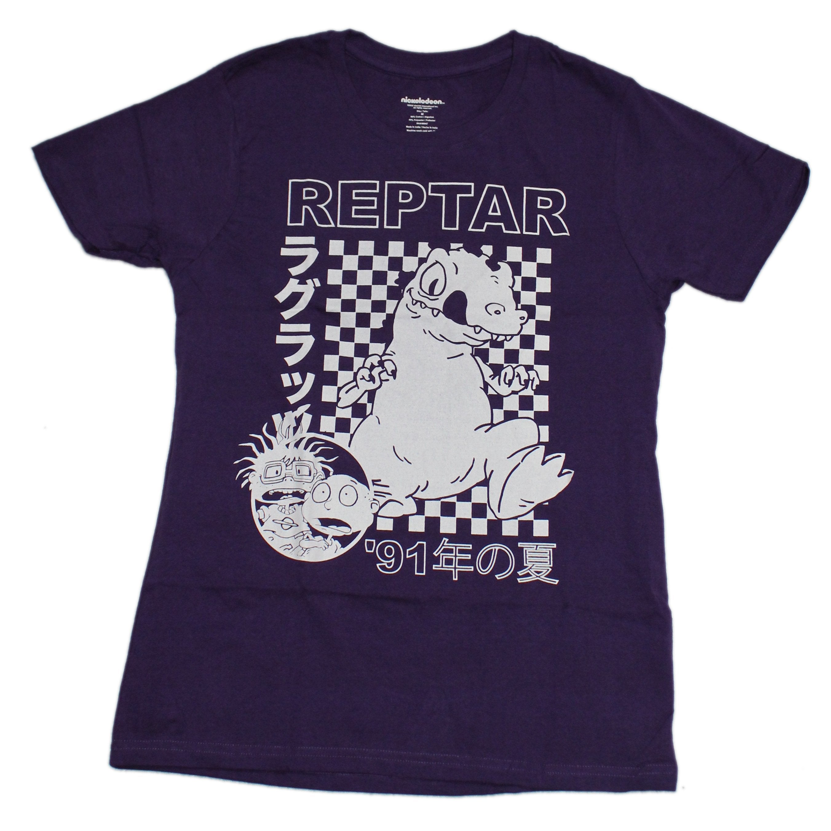 Rugrats Mens T-Shirt -Giant White Reptar Checkered background