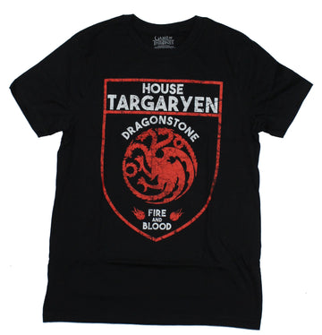 Game of Thrones Mens T-Shirt - House Targaryen Dragonstone Fire & Blood Shield
