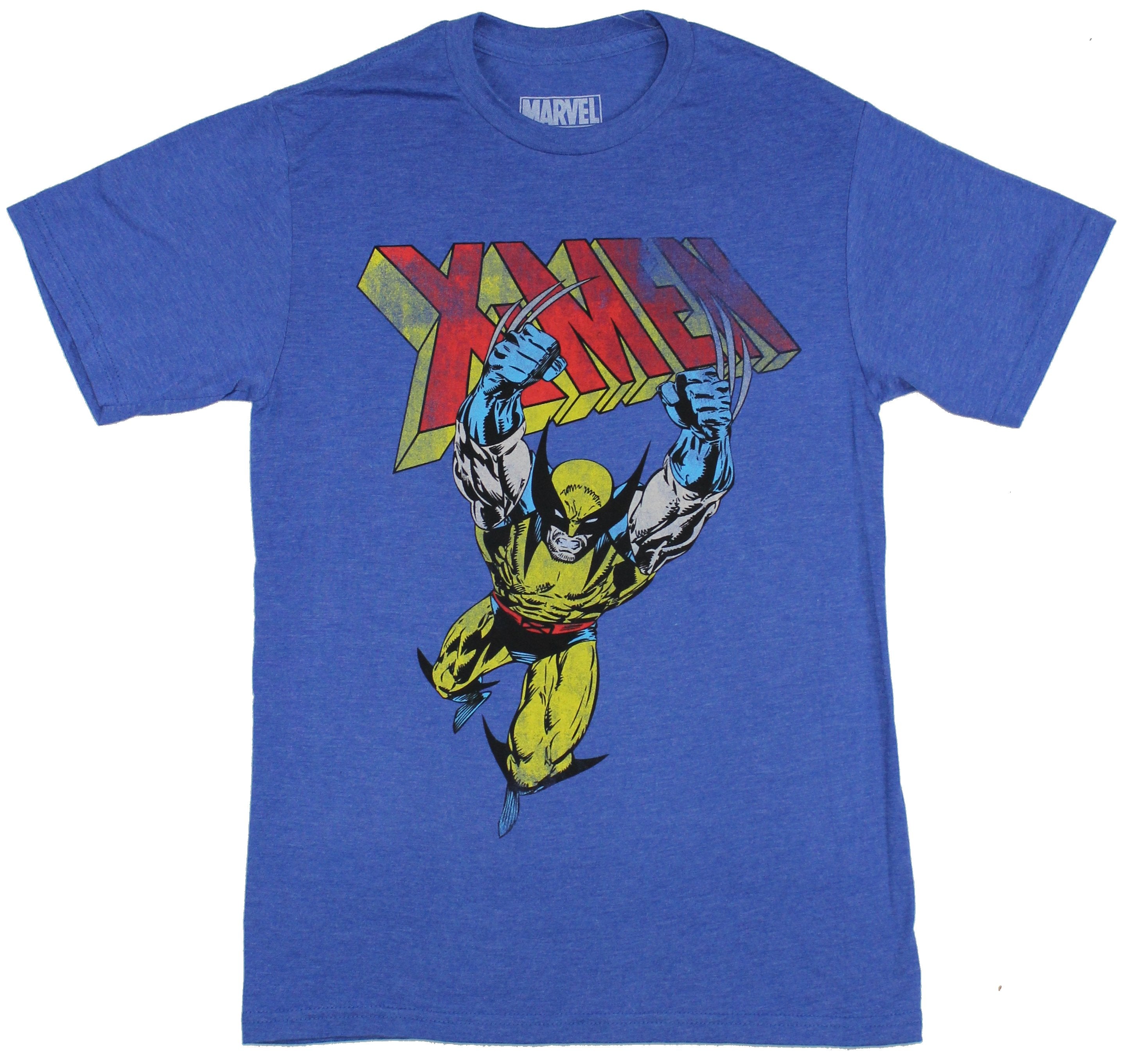 Wolverine (Mad Engine)  Mens T-Shirt - Diving Logan Under X-Men Logo