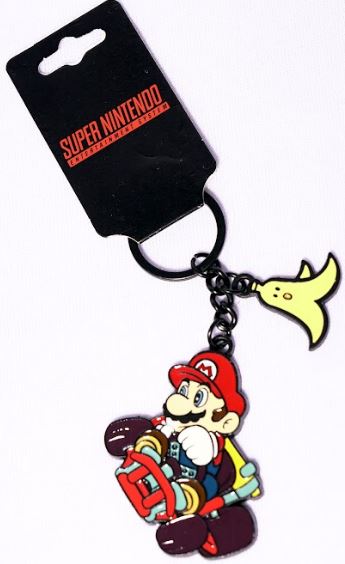 Super Nintendo Mario Kart Metal Keychain W/ Banana Peel Charm