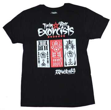 Twin Star Exorcists Mens T-Shirt  - White & Red Image Boxes Under Logo