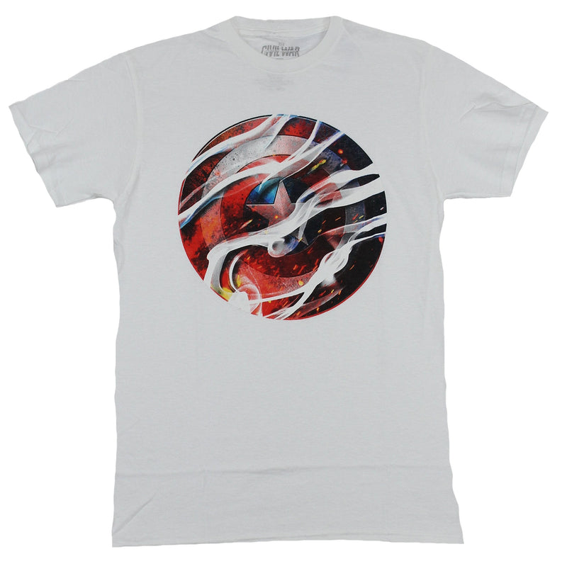 Captain America (Marvel Comics) Mens T-Shirt - Smokey Cap Shield Image