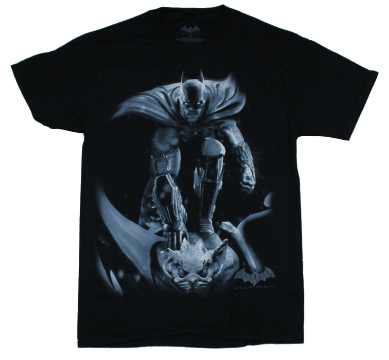 Batman (DC Comics) Mens T-Shirt - Arkham Style Gray Gargoyle Perched - Inmyparentsbasement.com