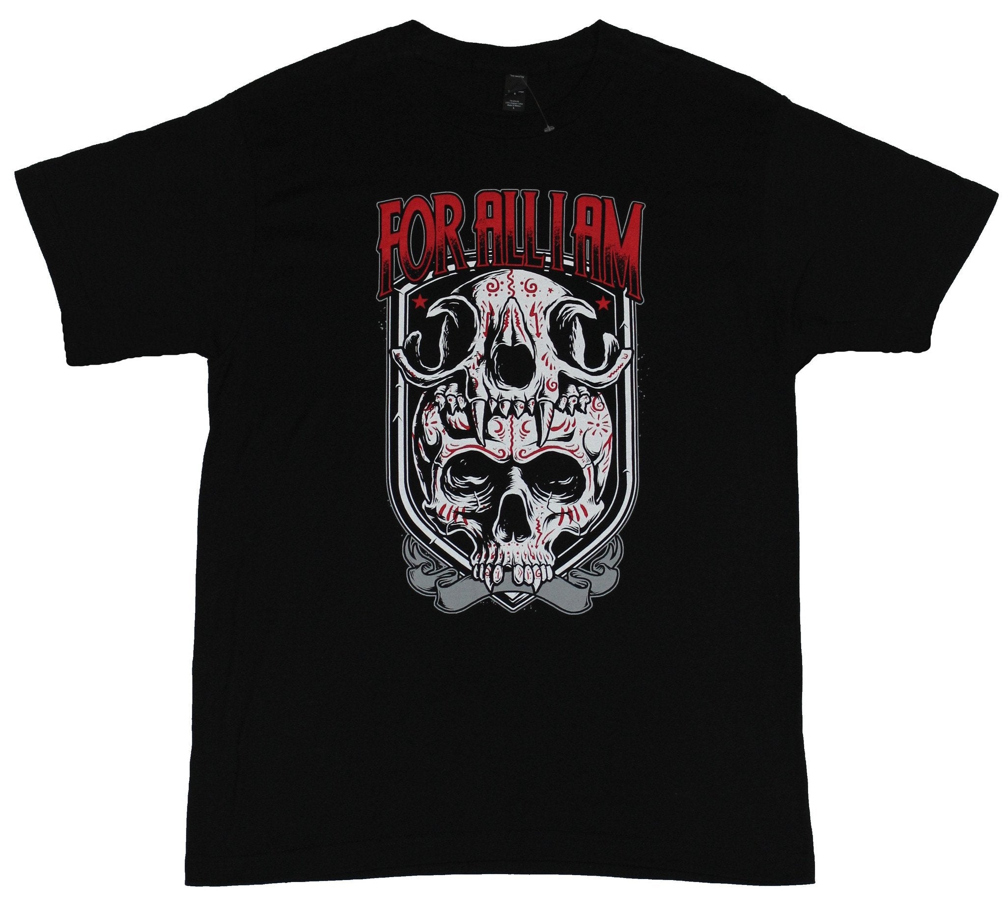 For all I Am Mens T-Shirt - Double Skull Fanged Crest Image