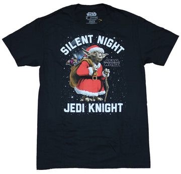 Star Wars Mens T-Shirt - Silent Night Jedi Knight Santa Yoda Image