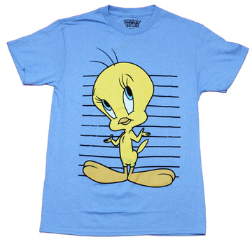 Looney Tunes Mens T-Shirt - Shrugging Tweety Bird Over Lines