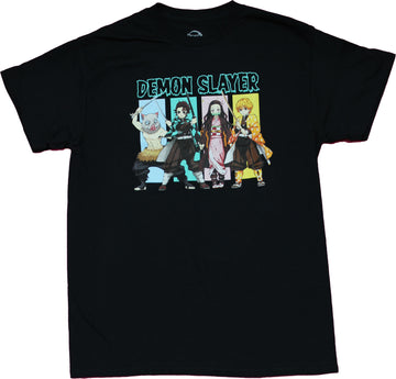 Demon Slayer Mens T-shirt - 4 Character Colo bars under name