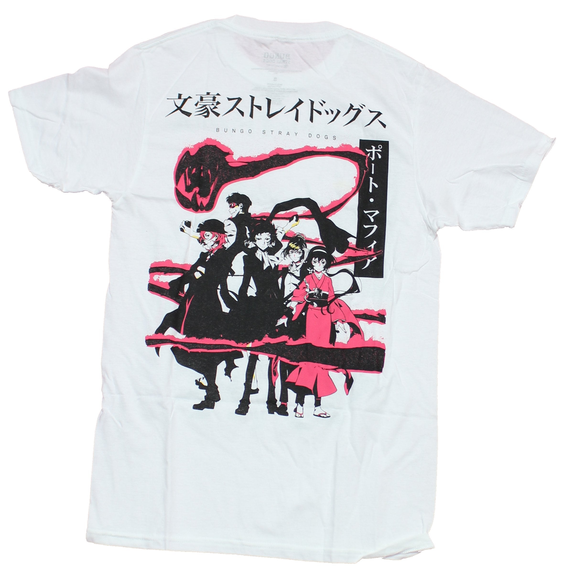Bungo Stray Dogs Mens T-Shirt -Group Front & Back Under Kanji