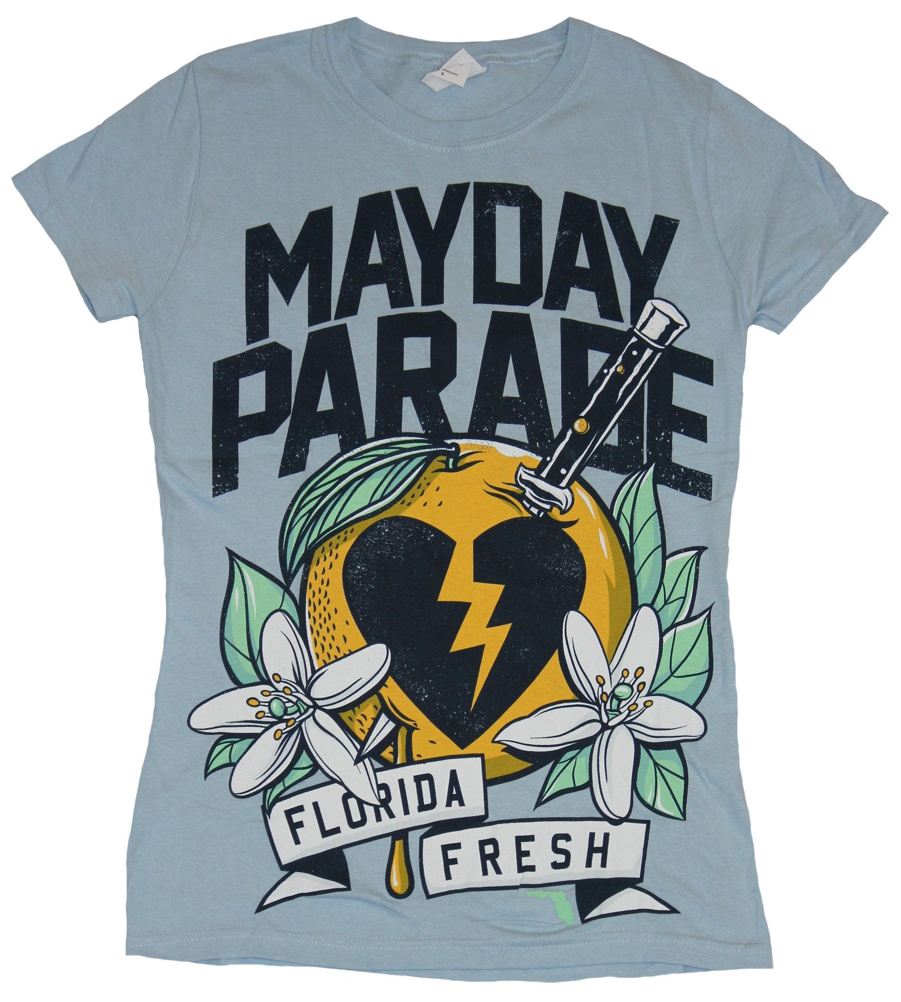 Mayday Parade Girls Juniors  T-Shirt - Florida Fresh Broken Heart in Orange