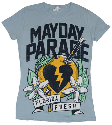 Mayday Parade Girls Juniors  T-Shirt - Florida Fresh Broken Heart in Orange