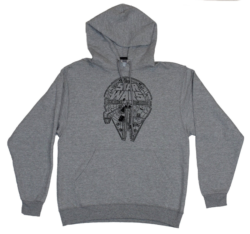 Star Wars Mens Pull Over Hoodie- Millennium Falcon Star Wars Combined Image
