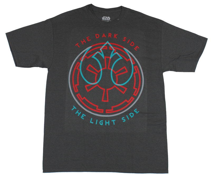 Star Wars Mens Tall T-Shirt - The Light side The Dark Side Intertwined Logos - Inmyparentsbasement.com