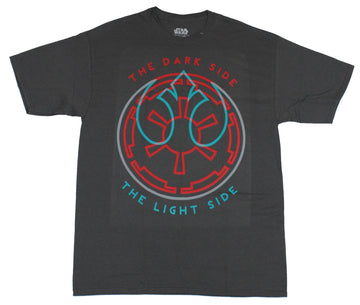 Star Wars Mens Tall T-Shirt - The Light side The Dark Side Intertwined Logos