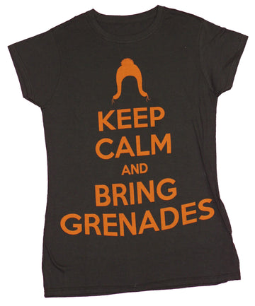 Firefly  Serenity Girls Juniors T-Shirt - Keep Calm and Bring Grenades Jayne Hat