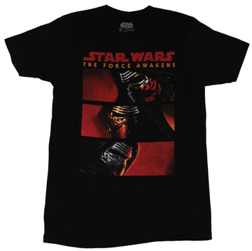 Star Wars Force Awakens Mens T-Shirt  - Three Bars Of Face Images Under Logo