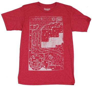 Where's My Water? Mens T-Shirt- Brick Lined Game Screen Outlined Image