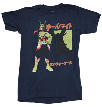 My Hero Academia Mens T-Shirt - All Might Standing Proud Under Kanji