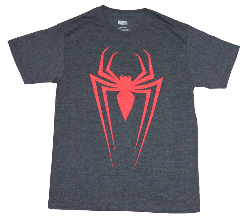 Spider-Man Mens T-Shirt - Solid Red Lined Spider Logo