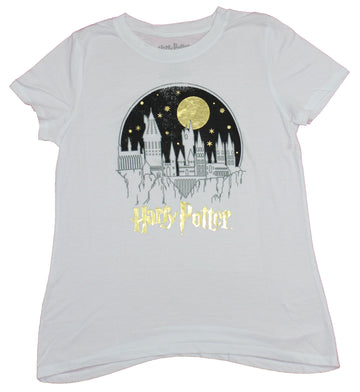 Harry Potter Girls Juniors T-Shirt- Foil Moon Simple Hogwarts Image