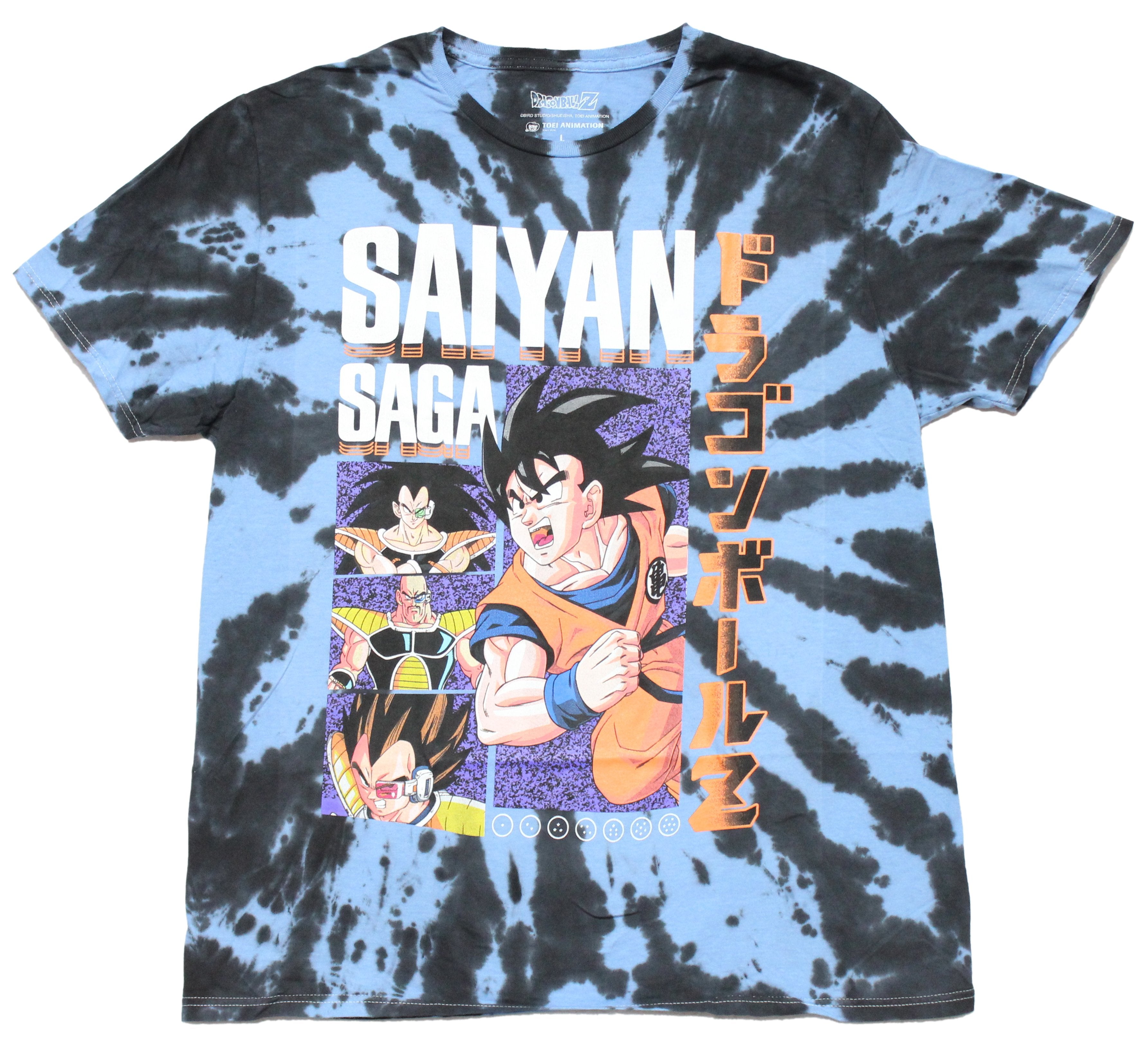 Dragonball Z Mens T-Shirt -Saiyan Saga 3 Panel Tie Dye