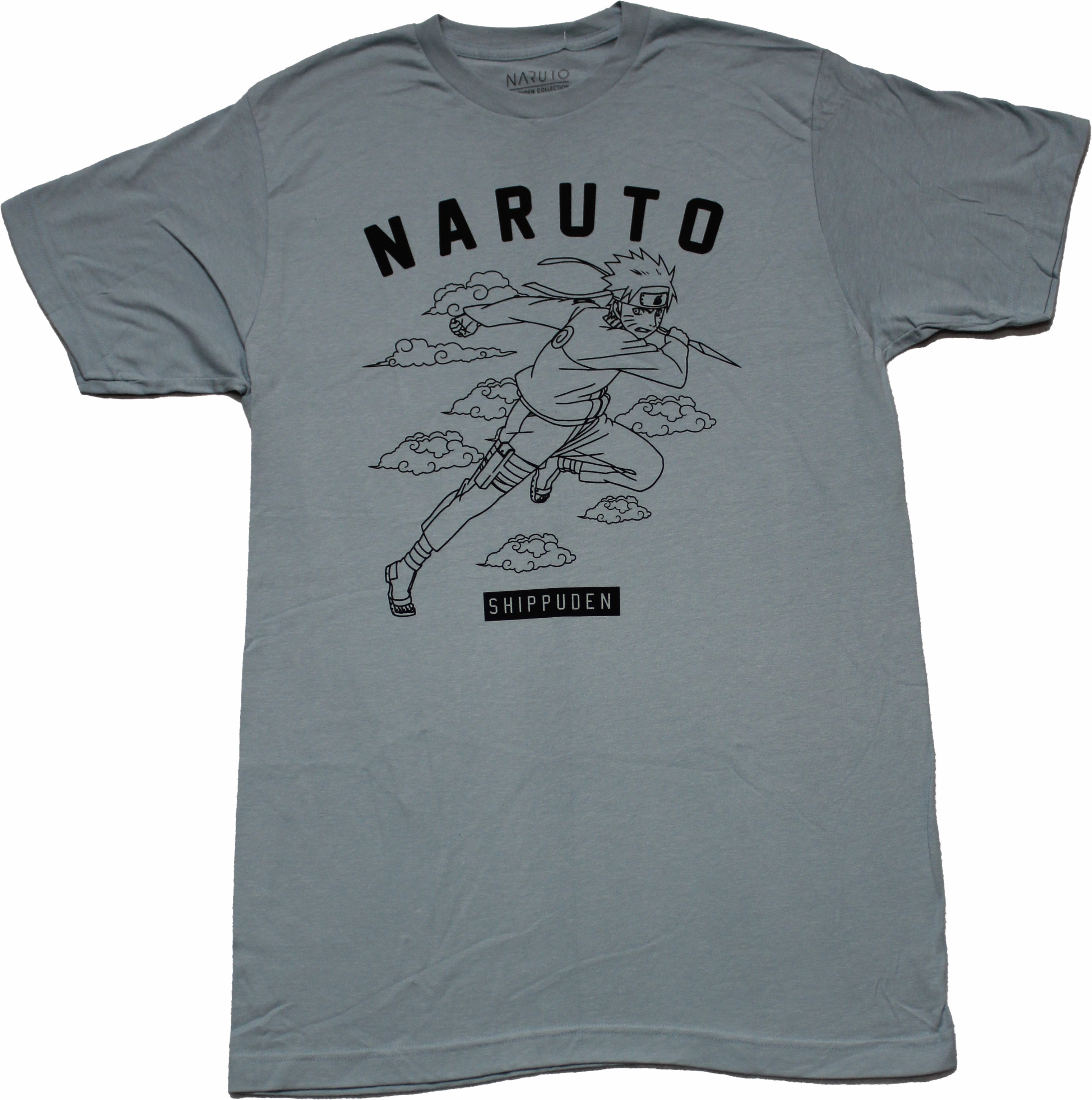 Naruto Shippuden Mens T-Shirt - Running Outline Clouds Image