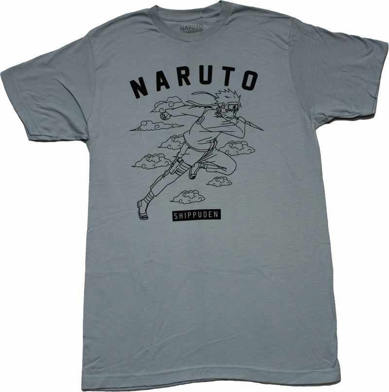 Naruto Shippuden Mens T-Shirt - Running Outline Clouds Image - Inmyparentsbasement.com