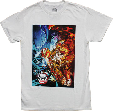 Demon Slayer Mens T-Shirt - Mugen Train Movie Rengoku Akaza Battle
