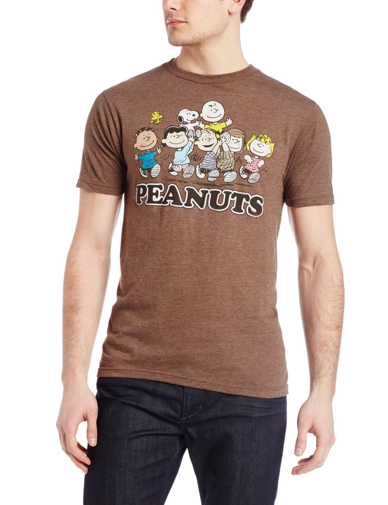Peanuts Mens T-Shirt - Charlie Brown & Snoopy Carried by The Gang