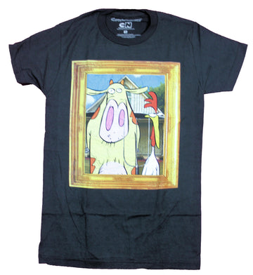Cow And Chicken Mens T-Shirt - Farmer Style Gothic Painting