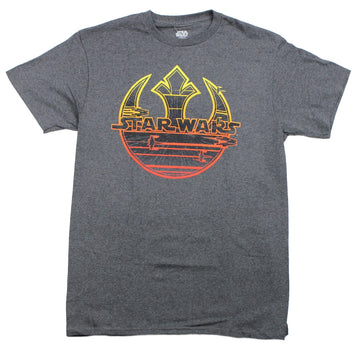 Star Wars Mens T-Shirt - Sunset Style Ship Filled Rebel Logo Image