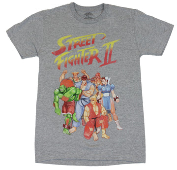 Street Fighter II Mens T-Shirt - 6 Fighter Stance Under II Logo