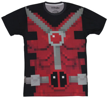 Deadpool (Marvel Comics) Mens T-Shirt - 8-Bit Sublimation Front & Back Costume