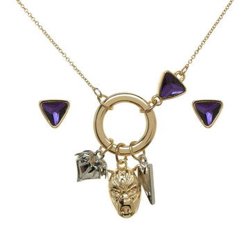 Black Panther Jewelry Set Charm Necklace With Compact Mirror
