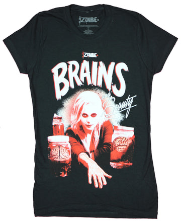 iZombie Girls Juniors T-Shirt - Brains And Beauty Red Tinted Photo Image