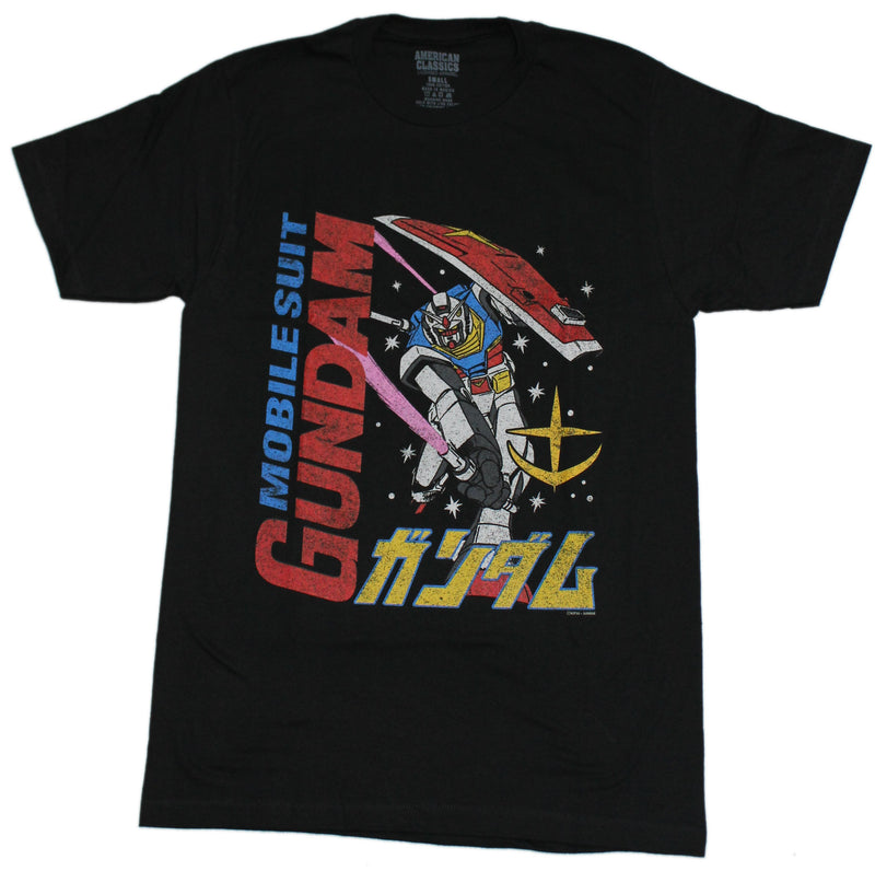Mobile suit Gundam Mens T-Shirt  - Distressed Kanji Mech Attack - Inmyparentsbasement.com