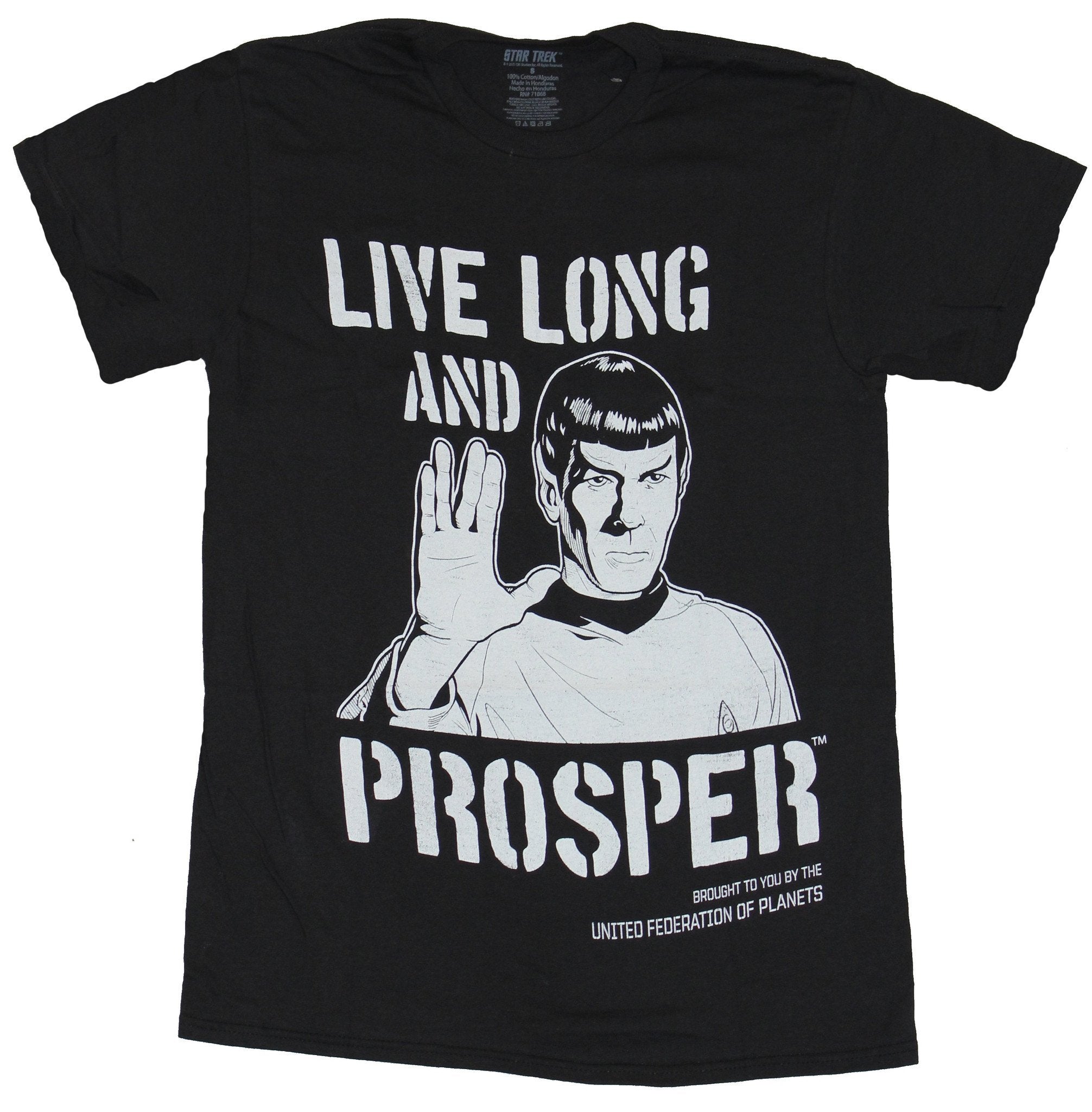 Star Trek Mens T-Shirt - Live Long and Prosper Spock Signing Image