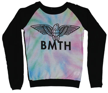 Bring Me The Horizon Girls Juniors Light Sweatshirt - Eagle over BMTH Tie Die