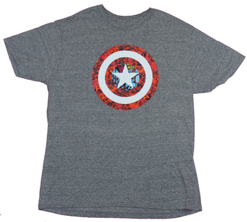 Captain America Mens T-Shirt- Classic Logo Made of colored Comic Panels Image