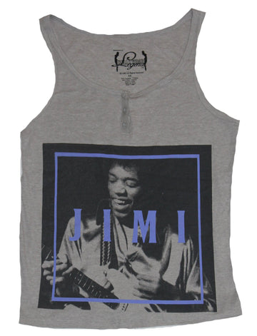 Jimi Hendrix Girls Juniors Tank Top - Jimi Purple Box Over B & W Photo Image