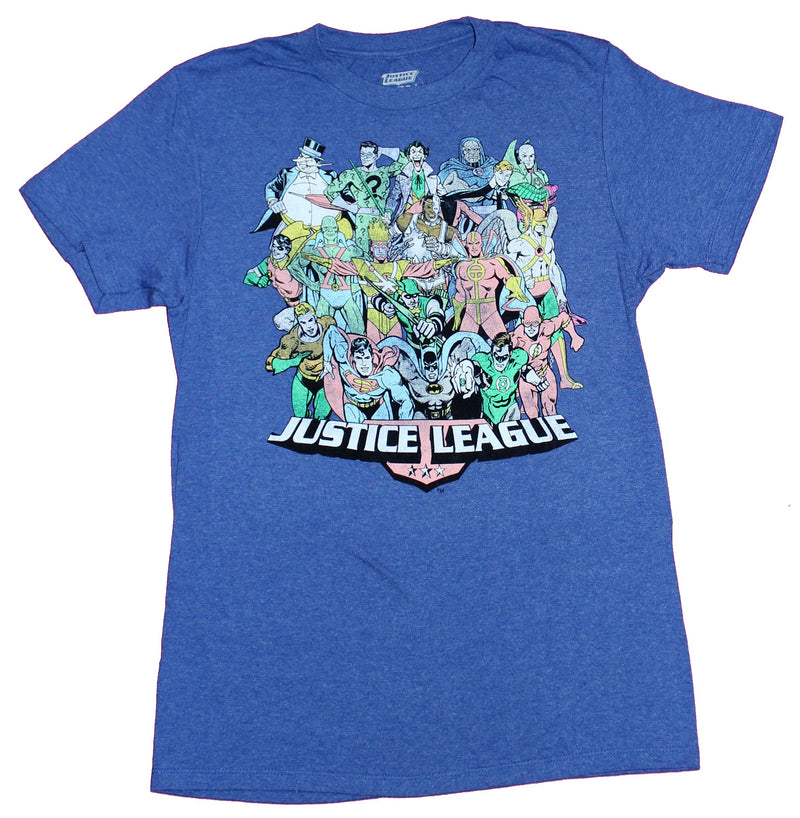 Justice League Mens T-Shirt - Massive Mound Of Hundreds of Heroes Image