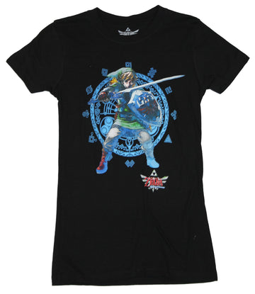 Legend of Zelda Girls Juniors T-Shirt - Skyward Sword Link In Front Of Portal