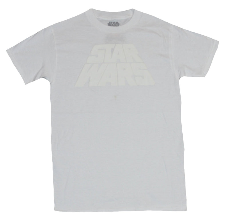 Star Wars Mens T-Shirt - White Print Classic Name Word Crawl Logo - Inmyparentsbasement.com