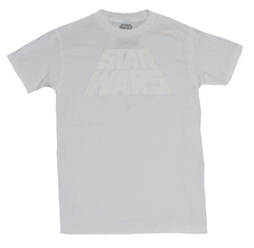 Star Wars Mens T-Shirt - White Print Classic Name Word Crawl Logo