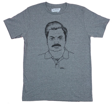Parks And Recreation Mens T-Shirt  - Ron Swanson Simple Drawing