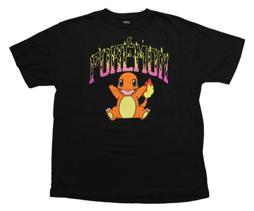 Pokemon Mens T-Shirt - Charmander Under Fire Pokemon Logo