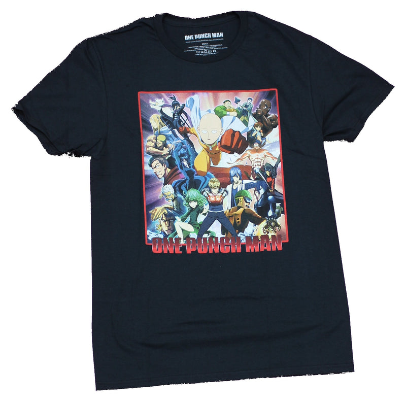 One Punch Man Mens  T-Shirt - Giant Boxed Character Collage Image
