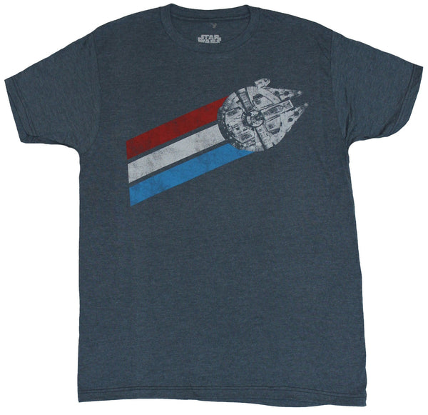 Star Wars Mens T-Shirt  - Millenium Falcon  Red White & Blue Fly By